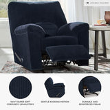 Signature Design by Ashley SimpleJoy Casual Rocker Recliner with Pillow-Top Armrest, Dark Blue