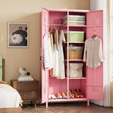 METAN 71" H*33.5" W*20" D Metal Wardrobe Closet with Lock,Extra Deep 2 Doors Metal Wardrobe Cabinet for Home,Assembly Required,Pink METAN
