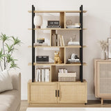 GAOMON 5-Tier Burlywood Industrial Bookshelf with Storage Cabinet and Open Display Shelves GAOMON