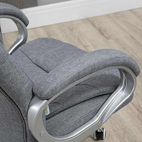 Vinsetto High Back Home Office Chair Executive Computer Chair with Adjustable Height, Upholstered Thick Padding Headrest and Armrest - Grey Vinsetto