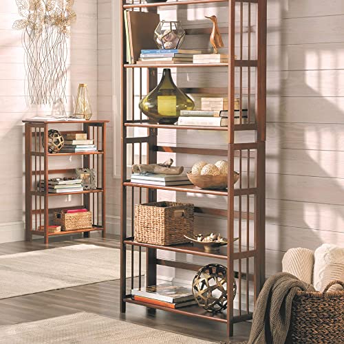 Casual Home 3-Shelf Stackable 27.5" Wide-Chestnut fold Bookcase - WoodArtSupply