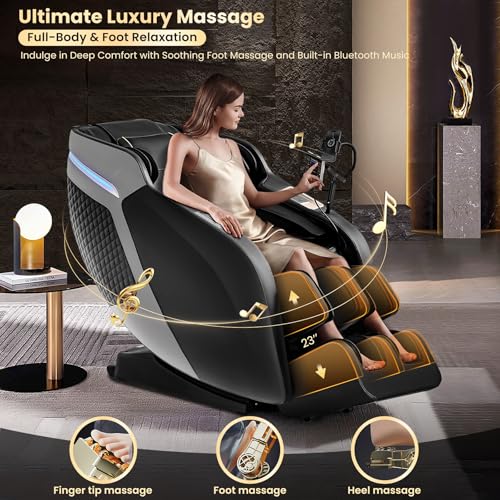 4D Massage Chair Full Body, 55" SL-Track Shiatsu Massage Zero Gravity Recliner Chair W/ Waist & Calves Heat, 18 Modes, 35 Airbags, Body Scan, Calfrest Extension, Foot Rollers, AI & APP Gift for Family Droomeahy