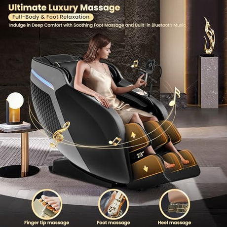 4D Massage Chair Full Body, 55" SL-Track Shiatsu Massage Zero Gravity Recliner Chair W/ Waist & Calves Heat, 18 Modes, 35 Airbags, Body Scan, Calfrest Extension, Foot Rollers, AI & APP Gift for Family Droomeahy