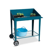 Gardener's Supply Company Demeter Metal Potting Bench with Wheels | Heavy Duty Outdoor Garden Work Table Workbench Workstation with Side Metal Sidewalls | Best for Seed Starter Planting & Transplants Gardener's Supply Company