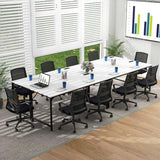 Tangkula 60" Conference Desk Set of 6, Modern Boardroom Desk with Storage Bag, Headphone Hook, Sturdy Metal Frame, Rectangular Seminar Table with Charging Station Tangkula