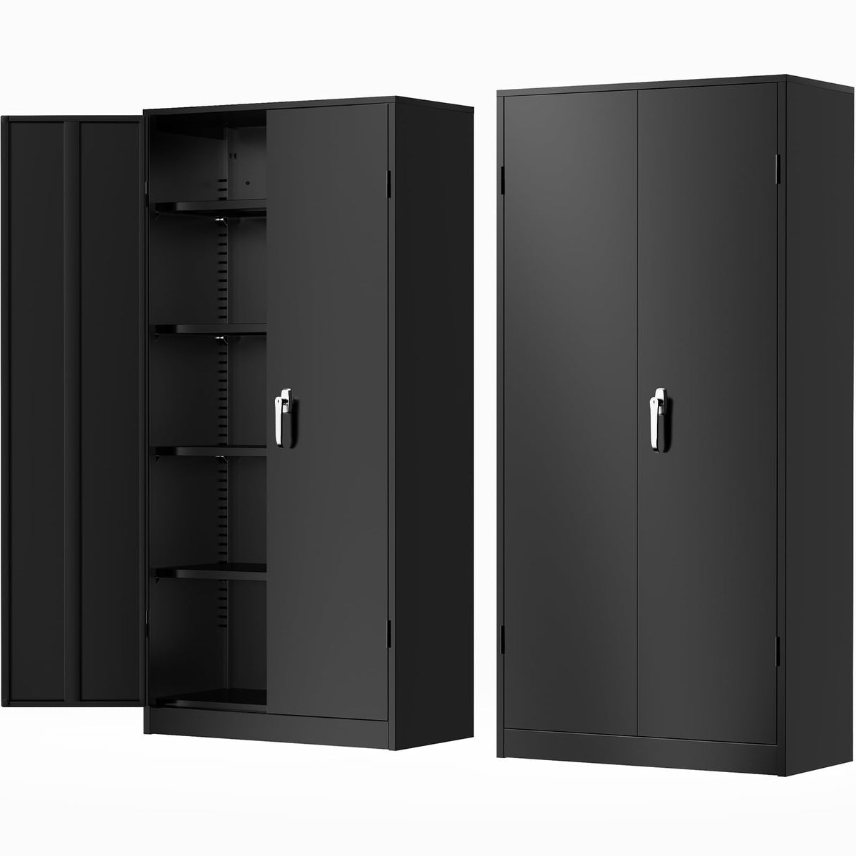 Greenvelly Metal Garage Storage Cabinet with Doors and Adjustable Shelves,72" Black Steel Lockable File Cabinet, Metal Tool Cabinets,Locking for Home Office,Garage,School(16" D x 32" W) Greenvelly