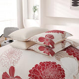 Yiran 7 Pieces Queen Comforter Set Red Floral Bed in a Bag Soft Microfiber Bedding Set 90"×90"(1 Comforter 1 Flat Sheet 1 Fitted Sheet 2 Pillowshams 2 Pillowcases) Yiran