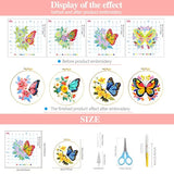Zhenqing 4-Pack Butterfly Cross Stitch Kits – 11CT 24x24cm Aida Cloth with Blue, Pink & Floral Designs – Vibrant Home Wall Art Decor Set（68121）