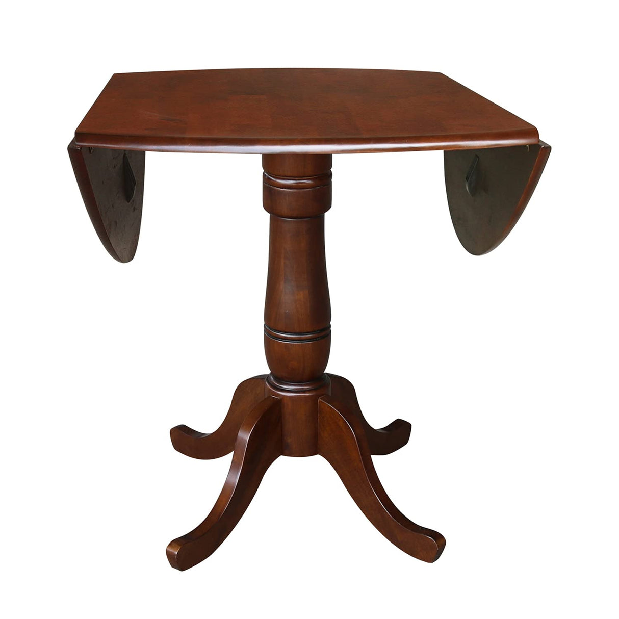 IC International Concepts International Concepts Round Hardwood Dual Drop Leaf Pedestal Espresso Dining Table IC International Concepts