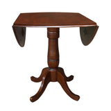 IC International Concepts International Concepts Round Hardwood Dual Drop Leaf Pedestal Espresso Dining Table IC International Concepts