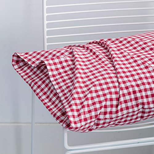 SUSYBAO Red Gingham Duvet Cover King 100% Washed Cotton 3 Pcs Set 1 Farmhouse Plaid Duvet Cover with Zipper Ties 2 Pillowcases Vintage Grid Bedding Set Soft Breathable SUSYBAO