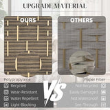 HOMCOM 4 Panel Room Divider, 6' Tall Folding Privacy Screen, Woven Freestanding Wall Partition for Home Office, Bedroom, Dark Rustic Oak HOMCOM