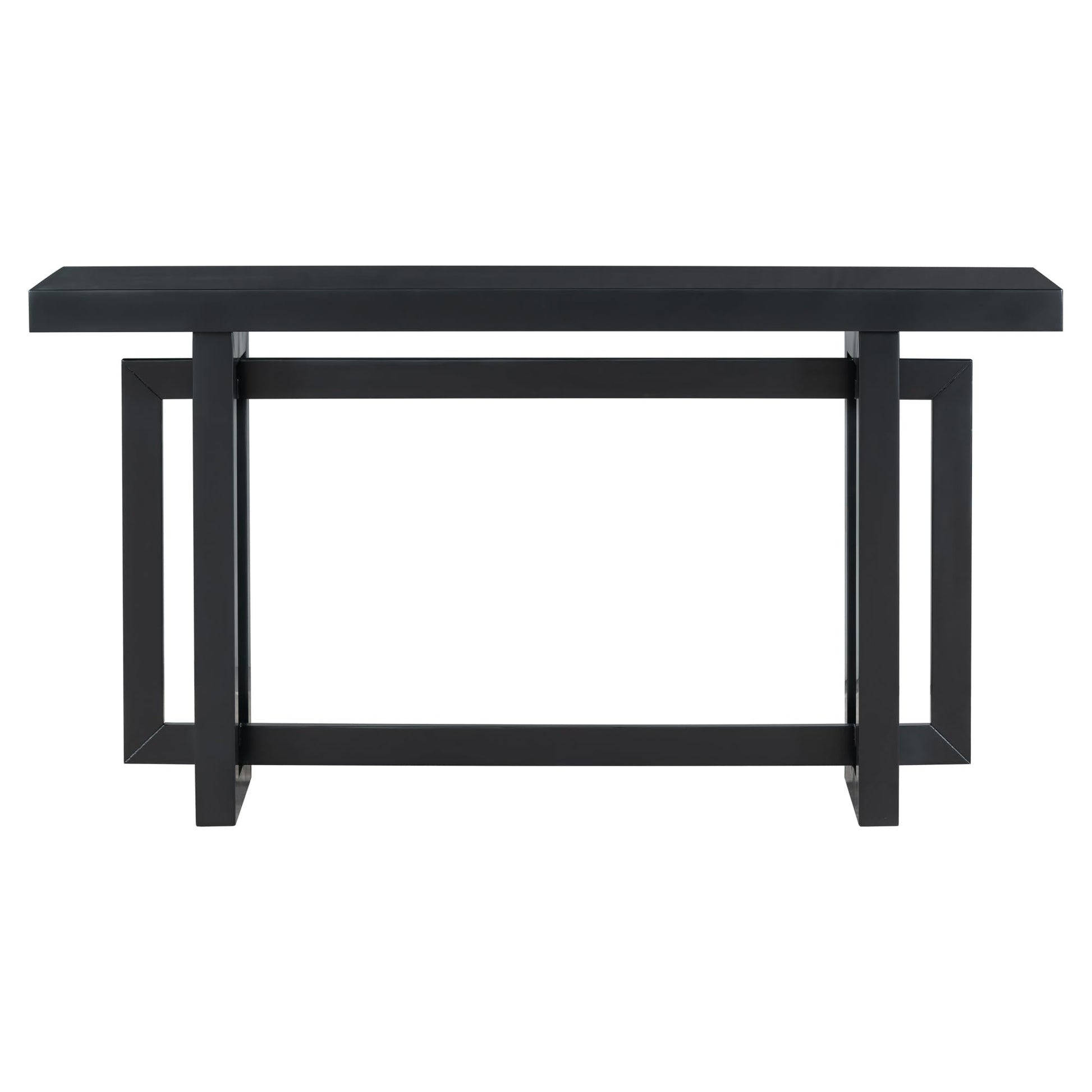 Hlcodca Contemporary Console Table with Industrial-Inspired Concrete Wood Top, Extra Long Entryway Table for Entryway, Hallway, Living Room, Foyer, Corridor (Black/Contemporary Console Table) - WoodArtSupply