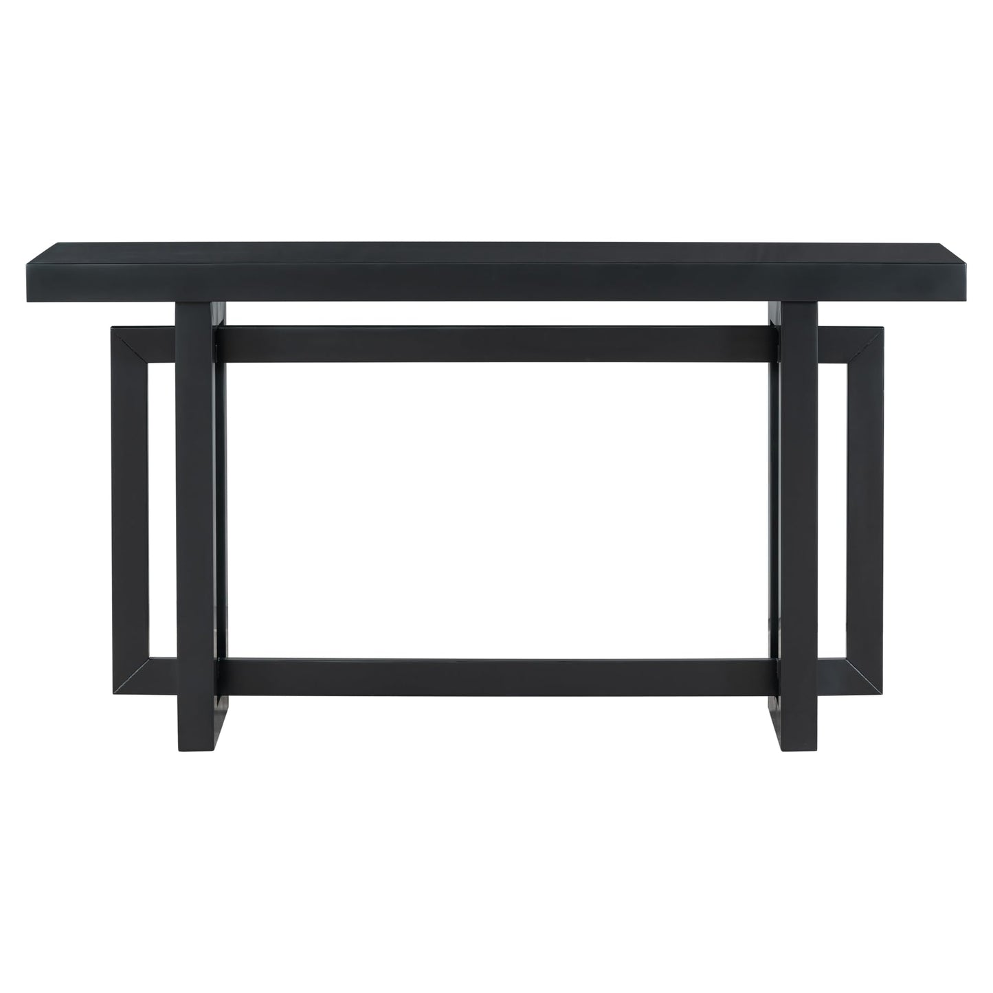 Modern Console Table Sofa Table with Industrial-inspired Concrete Top, 59'' Long Solid Wood Accent Entryway Table for Entryway Hallway Living Room Foyer Corridor (Black-AC) - WoodArtSupply