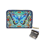 Credit Card Holder, DIY Diamond Art Painting Zipper Credit Cards Wallet for Women Accordion Card Cases Holder KeyChain Wallet-Blue Butterfly WoodArtSupply