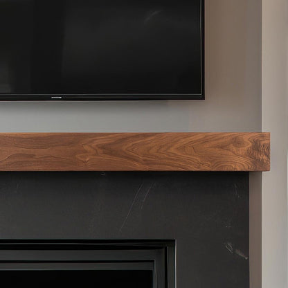 Modern Ember Walnut Creek 72 Inch Fireplace Mantel Shelf in Burnt Sienna - Durable 9" Depth, Wall-Mounted Shelf with Smooth Finish and Close-Grain Details, Real Walnut Wood