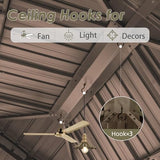 Domi Hardtop Gazebos 12x16FT, Aluminum Metal Gazebo with Galvanized Steel Double Roof Canopy, Curtain and Netting, Permanent Gazebo Pavilion for Patio, Backyard, Deck and Lawn, Brown domi outdoor living