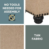 Convenience Concepts Designs4Comfort 5th Avenue Storage Ottoman 24" - Contemporary Foot Stool and Seat with Hinged Lid for Living Room, Dining Room, Office, Den, Tan Fabric Convenience Concepts