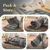 DOWNSTORIA Japanese Floor Mattress, Foldable Futon Mattress Tatami Mat with Handle, Roll Up Dormitory Sleeping Pad for Camping, Guestroom Bed, Twin Size, Grey DOWNSTORIA