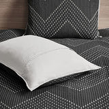 Ink+Ivy Reversible Cotton Quilt Set - Trendy Chevron Design Summer Cover Breathable Coverlet, Lightweight All Season Bedding Layer for Winter, Matching Shams, King/Cal King(104"x92"), Black 3 Piece INK+IVY