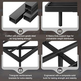 Feonase Queen Floating Bed Frame with Charging Station and Led Lights, Metal Bed Frame with Heavy Duty Steel Slats Supports, No Box Spring Needed, Easy Assembly, Noise Free, Black Feonase