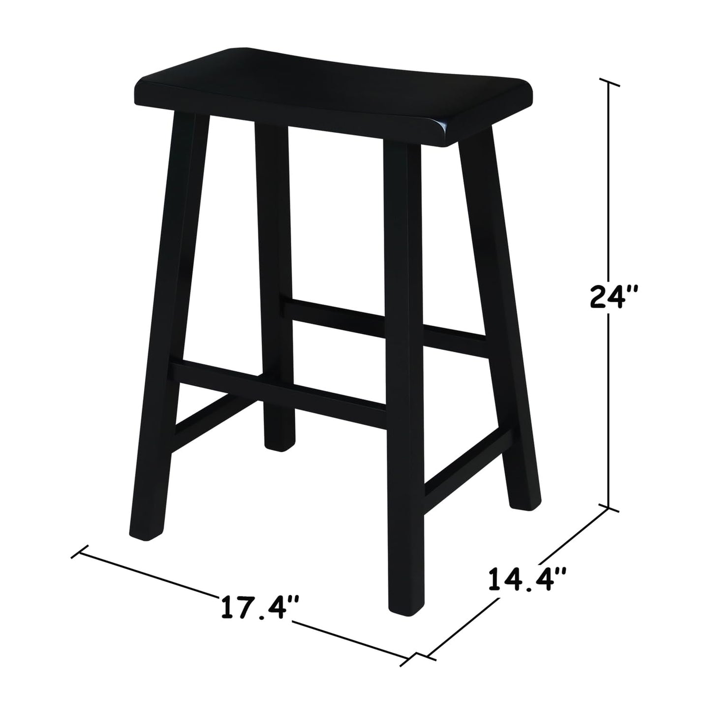 International Concepts 24-Inch Saddle Seat Barstool, Aged Black - WoodArtSupply