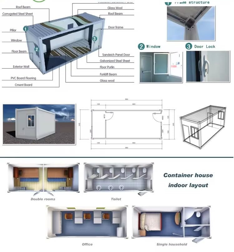 Double story 6-8 Bedrooms with Balcony Modern 2024 design. Fully equipped bathroom, prefab container house with stairs with a free Water heater - WoodArtSupply