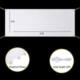 2 Pieces Large Banners Signs Polyester Oxford Cloth Sublimation Banner with Rope for Indoor Wall Outdoor Easy Hang Sign DIY Banner Sign for Business Office Supply (White,2 x 5 Feet) Peramarl