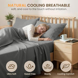 USXIBEI Queen Size 4 Piece Sheet Set - Comfy Breathable & Cooling Bed Sheets Set, Soft and Wrinkle Free, Deep Pockets, Easy & Secure Fit, Hotel Luxury Bedding for Women, Men - Oeko-Tex - Dark Grey USXIBEI