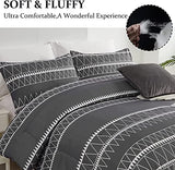 WONGS BEDDING Dark Grey Comforter Set California King, Reversible Boho Triangle Bedding Comforter Set for Cal King Bed 3 Pieces (1 Comforter + 2 Pillowcases), Microfiber Bedding Set 104"x 96" WONGS BEDDING