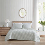 Stone Cottage - Twin Quilt Set, Reversible Cotton Bedding with Matching Shams, Striped Ideal Bedding Set (Willow Way Green, Twin) Stone Cottage