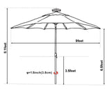 EliteShade USA 10-Year-Non-Fading Solar 9ft Market Umbrella with 80 LED Lights Patio Umbrellas Outdoor Table Umbrella with Ventilation,Rust EliteShade