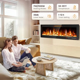 Riseon 36''Smart WiFi Electric Fireplace Heater,Recessed and Wall Mounted Freestanding Linear Fireplace,Ultra-Thin Wall Fireplace with 13 Adjustable Flame Color & 5 Brightness,Remote Control,1500/750W Riseon