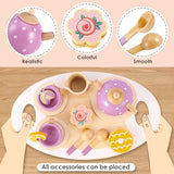 BUYGER Wooden Tea Party Set for Toddler Little Girls 3-5 with Teapot Tea Cup Set Wooden Play Food Toy Kitchen Accessories for Kids Girls Children Boys Toddler… Buyger
