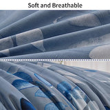 DJY Blue Comforter Set Queen, Navy Botanical Leaves Comforter for Queen Bed 3 Pieces Reversible Floral Bed Comforter Sets Soft Microfiber Bedding Set for All Season (90"x90") DJY