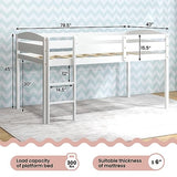 Giantex Twin Loft Bed with Ladder, Wood Low Profile Loft Bed with 30" Clearance & Safety Guard Rails, Space-Saving Loft Bed Frame for Kids Teens Junior, No Box Spring Needed, Kids Bed Frame, White Giantex