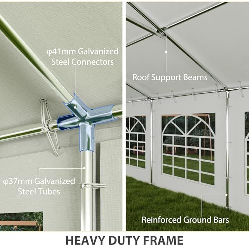 Outsunny 20' x 40' Heavy Duty Party Tent, Galvanized Outdoor Canopy Tent Large Event Shelter with Removable Sidewalls, 12 Windows and 2 Doors, Tents for Parties, Wedding, Events, BBQ Grill, White Outsunny