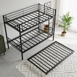 Bellemave Metal Bunk Bed with Trundle, Twin Over Twin Bunk with Guardrail and Ladder for Kids/Teenagers, Adults, No Box Spring Needed, Black with Ladder Bellemave