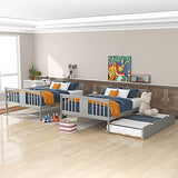 Harper & Bright Designs Full Over Full Bunk Bed with Trundle, Wooden Bunk Bed with Ladder for Bedroom, Guest Room Furniture – Gray Harper & Bright Designs