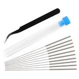Aokin 12 Pcs 3D Printer Nozzle Cleaning Kit - 10 Pcs 0.4mm Needles Cleaner and 1 Pcs Tweezers Cleaner, Stainless Steel Nozzle Cleaning Tool Kit Aokin