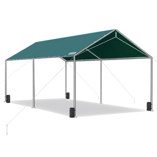 Quictent 10X20ft Upgraded Heavy Duty Carport Car Canopy Party Tent with 3 Reinforced Steel Cables-Green