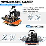 TOPDEEP 5 in 1 Heat Press Machine, 12x15 inch Swing Away Heat Press for Sublimation, T Shirt Pressing Machine Multifunction, Heat Press Transfer Machine Combo for T-Shirt Hat Cap Mug Plate Cap Topdeep