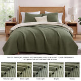 WRENSONGE Queen Quilt-3 Pieces Lightweight Bedspreads Olive Green Queen Size Quilt Bedding Set for All Seasons, Soft Summer Coverlet with 2 Pillow Shams Suitable for Bed & Couch WRENSONGE