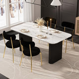 RGZ Modern Oval Dining Table Set for 4, 5 Piece Dining Table and Chairs Set with Faux Marble Kitchen Table & 4 Black Gold Upholstered Boucle Chairs, Dining Table for Dining Room, Kitchen, Living Room RGZ