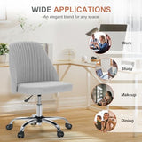 DUMOS Office Chair, Comfy Desk Chair Rolling Vanity Swivel Task Chairs with Wheels, Wide Seating Armless Height Adjustable Computer Chairs for Home,Bedroom,Student,Adults, Classic Grey DUMOS
