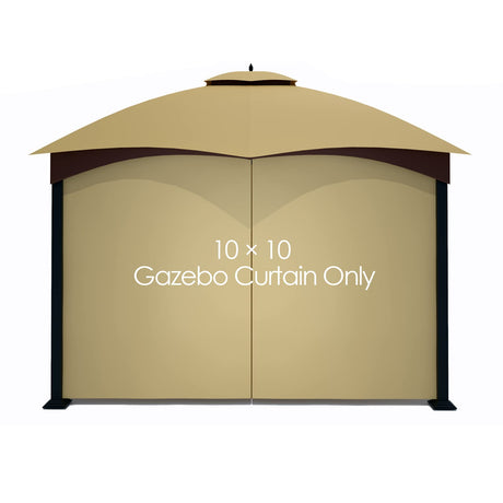 Tanxianzhe Gazebo Replacement Privacy Curtain with Zipper Outdoor Universal Privacy Panel Sidewall for 10' x 10' Gazebo (Khaki) Tanxianzhe
