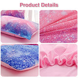 A Nice Night Galaxy Bedding Sets Outer Space Comforter 3D Printed Space Quilt Set Twin 6Pcs Glitter Pink,for Children Boy Girl Teen Kids A Nice Night