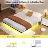 Zevemomo Floating Queen Bed Frame with LED Light, Heavy-Duty Metal Platform Queen Bed Frame Floating with Charging Station, Easy to Assemble, No Box Spring Needed, Black Zevemomo