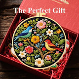 Zhenqing Floral Tree with Birds Embroidery Kit for Beginners, Pre-Printed 29x29cm Cotton Fabric with 20cm Hoop, Colorful Spring Garden Design (C0239)