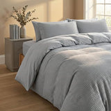 DCSKY Cotton Duvet Cover Full,100% Cotton Waffle Weave Grey Duvet Covers Full Size,Luxury Textured & Breathable 3pcs with 2 Pillow Shams for All Season 80x90 Inches DCSKY